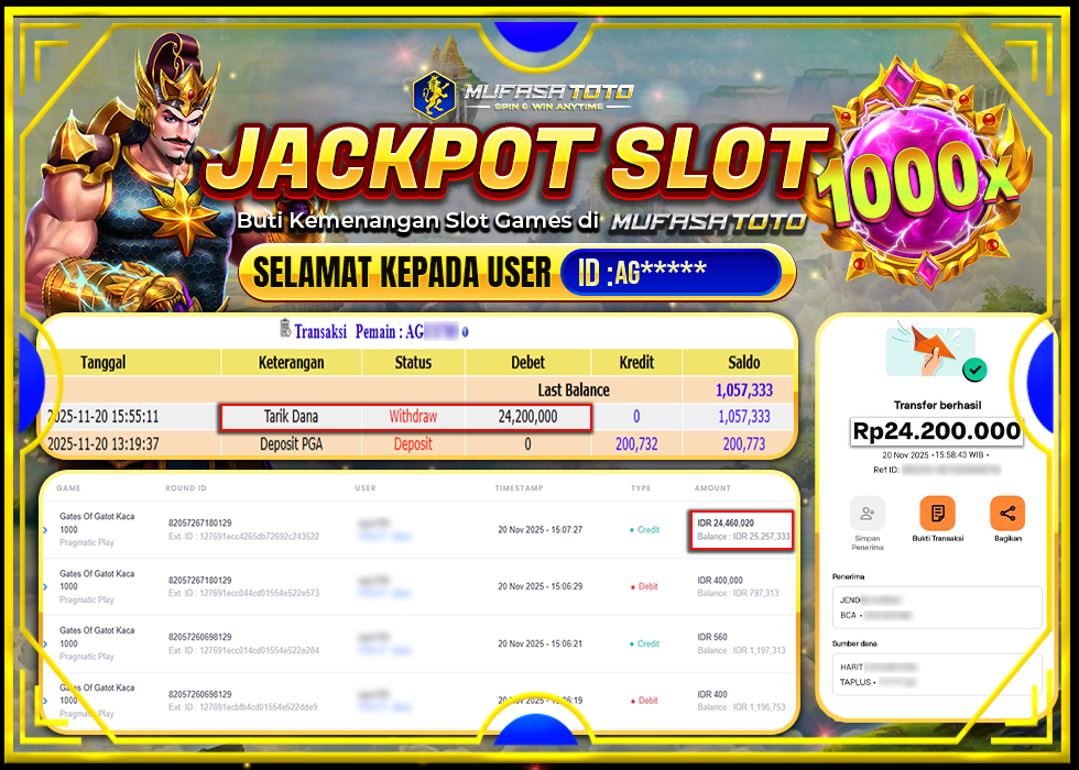 MUFASATOTO JACKPOT PRAGMATIC PLAYRp.24.200.000|LUNAS